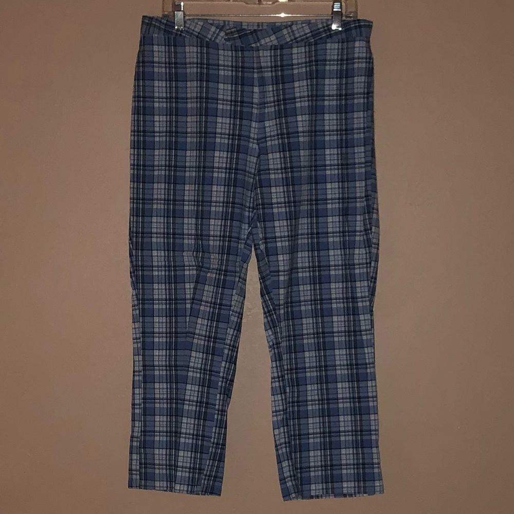 Old Navy Blue Plaid Stretch Cropped Pants